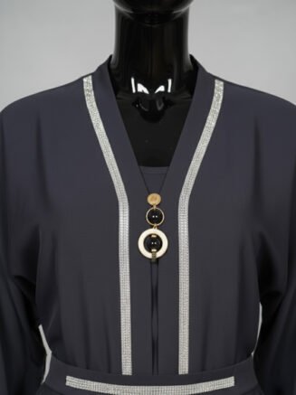 Coat Style TikTok Abaya - (Navy Blue)