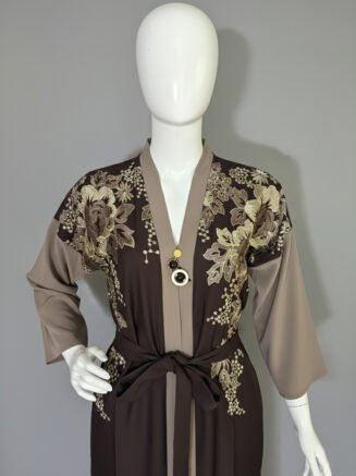 Floral Embroidery Abaya (Beige)